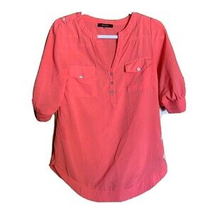 41 Hawthorn Stitch Fix Womens Size Small Coral Polyester Split Neck Blouse Top